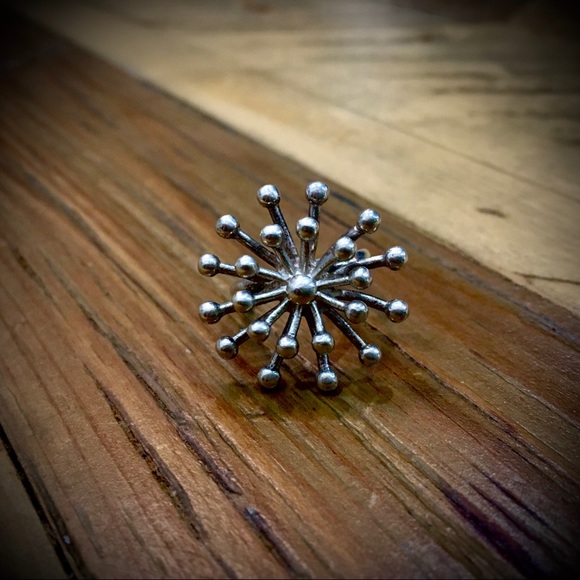 Vintage Sterling Silver Starburst Ring Size 6 - Picture 3 of 8